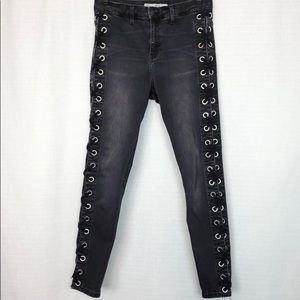Topshop Moto Jamie Lace Up High Rise Jean 30